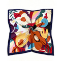 Abstract Floral Imitation Satin Square Scarf, Retro Decorative Scarf, Fashionable And Versatile Summer Lightweight Headscarf