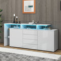 Chest Of Drawers, Sideboard With LED, Living Room Furniture In White High Gloss, Living Room Cabinet, Floor Standing Cabinet, TV Cabinet, Living Room Wall, Highboard, Multi-purpose Cabinet