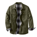 Washed Canvas Work Jacket With A Plaid Lining, Durable And Warm