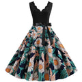 Sleeveless V-neck Smocked Digital-print Swing Dress