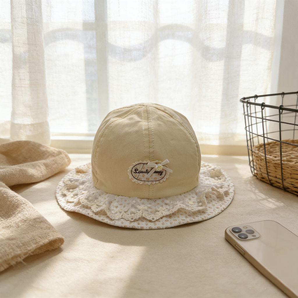 Children's Single-color Letter Embroidered Label Floral Print Quick-drying Lightweight And Soft Sweet Casual Fisherman Hat For Outdoor Travel
