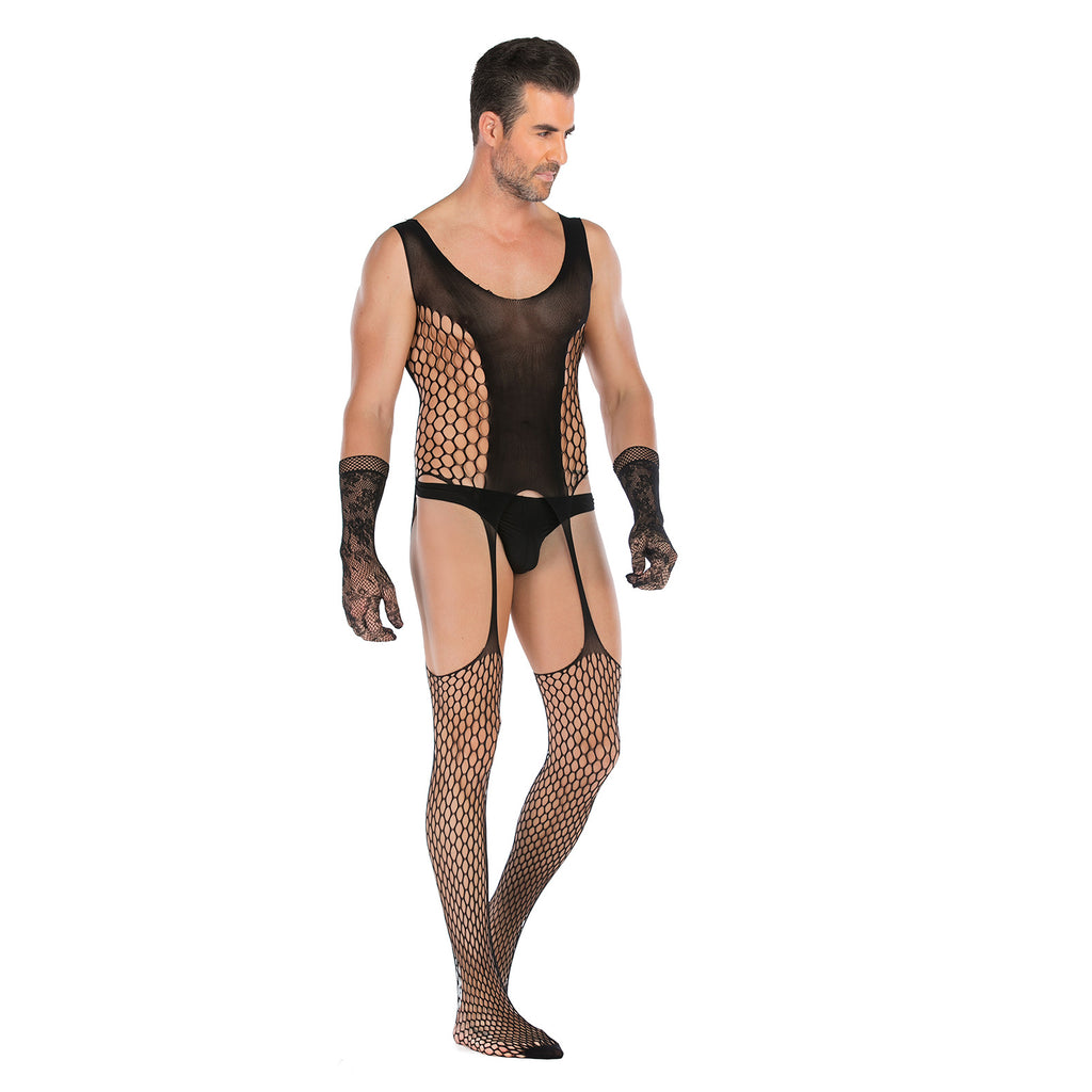 Men's High Stretch Jacquard One Piece Lace Gloves Set