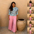 Spring And Autumn Vintage Knit Cardigan Paired With Draped Wide-leg Pants