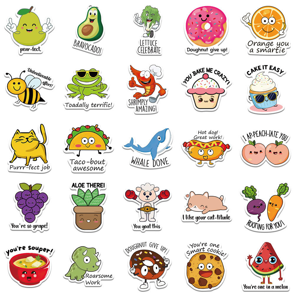50 Pieces Children's Cute DIY Luggage Refrigerator PVC Waterproof Stickers