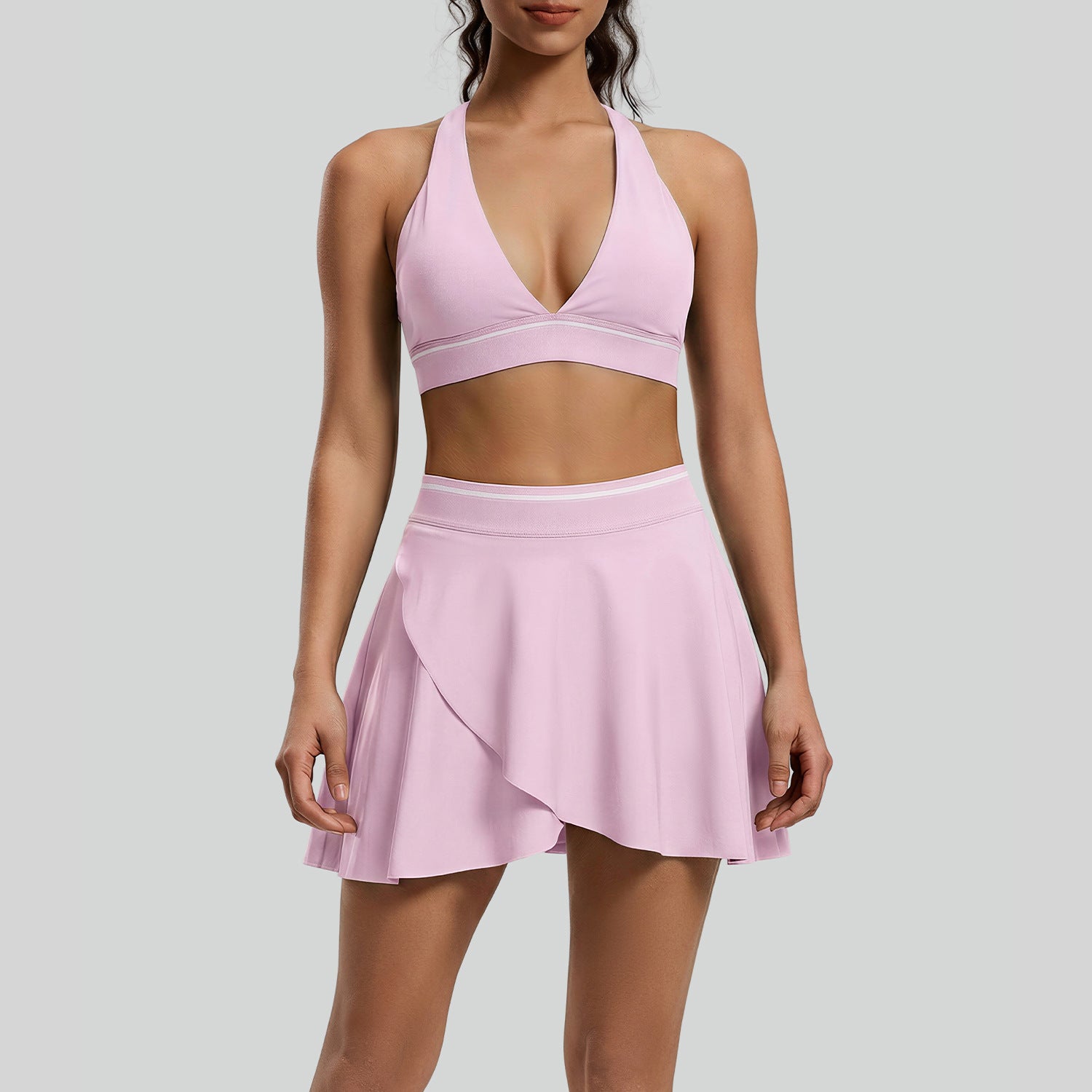 Sexy Tight-Fitting Yoga Bra Top And Skirt Set