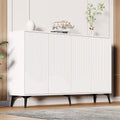 White Sideboard Width 160 Cm, Multifunctional Sideboard, Chest Of Drawers, Highboard With Adjustable Shelves, 4 Doors, Metal Legs