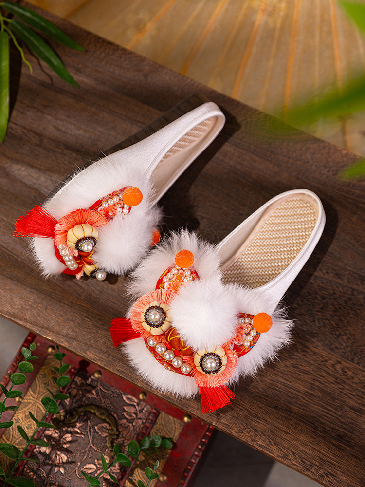Zhensheng Happy Dongguofeng Tiger Head Shoe For Women, Adult, Summer 2026 New Design, Home Outfit Sandals, Traditional Chinese New Style Head Wrap Half Sandals