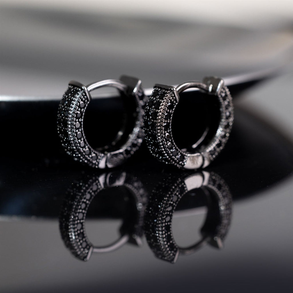 Full Rhinestone Hoop Earrings, 2026 Hot High-End European & American Hip Hop Classic Huggie Earrings, Personalized Circle Light Luxury Stud Jewelry For Men