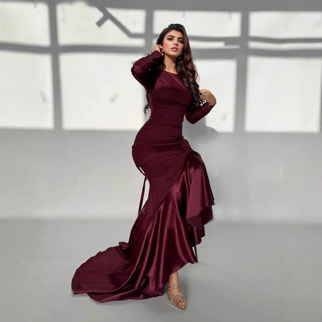 Womens Amazon-style Personality Long-sleeve Fishtail Dress