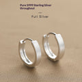 S999 Sterling Silver Plain Hoop Brushed-finish Earrings For Women