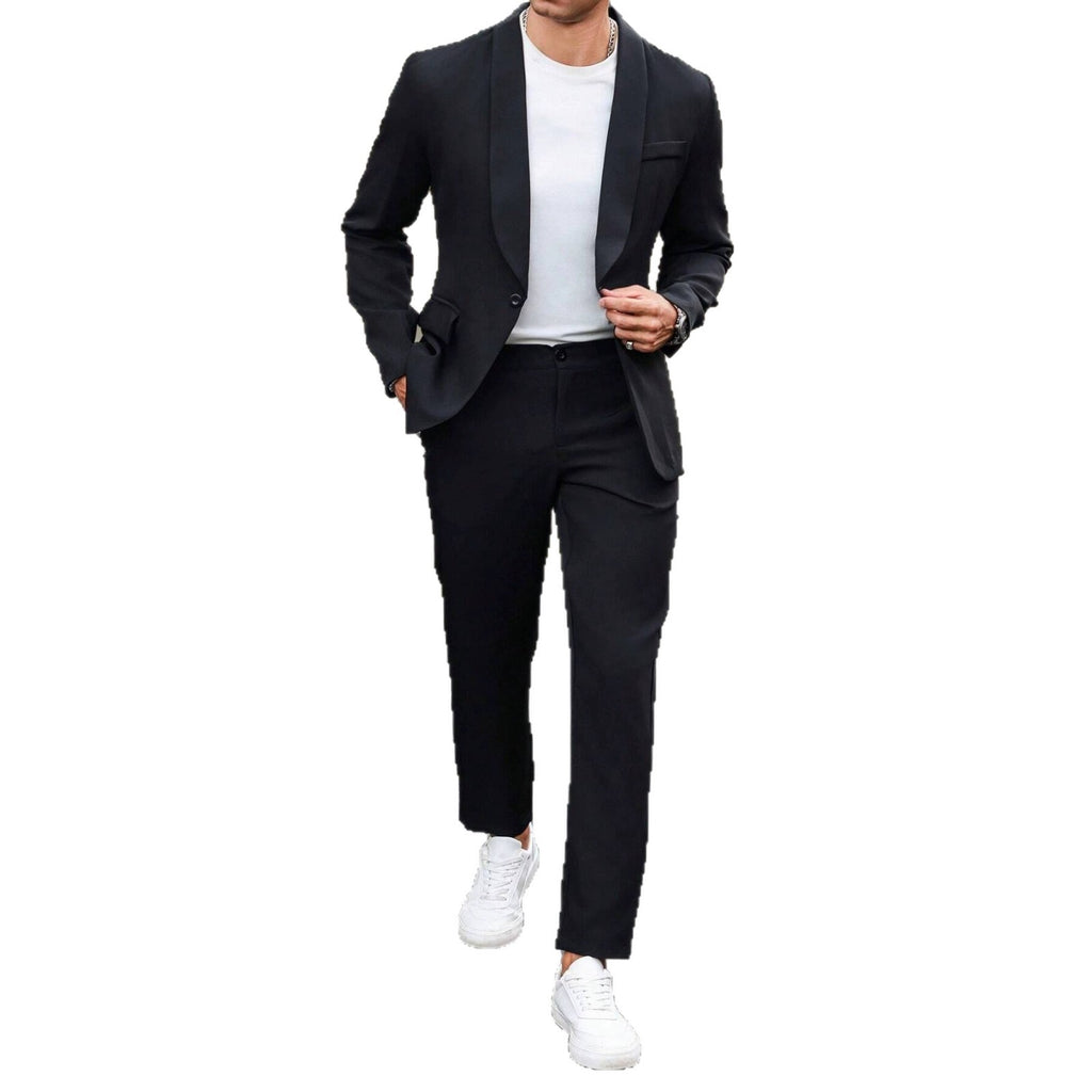 Mens Solid-Color Suit Business Formal Attire Set