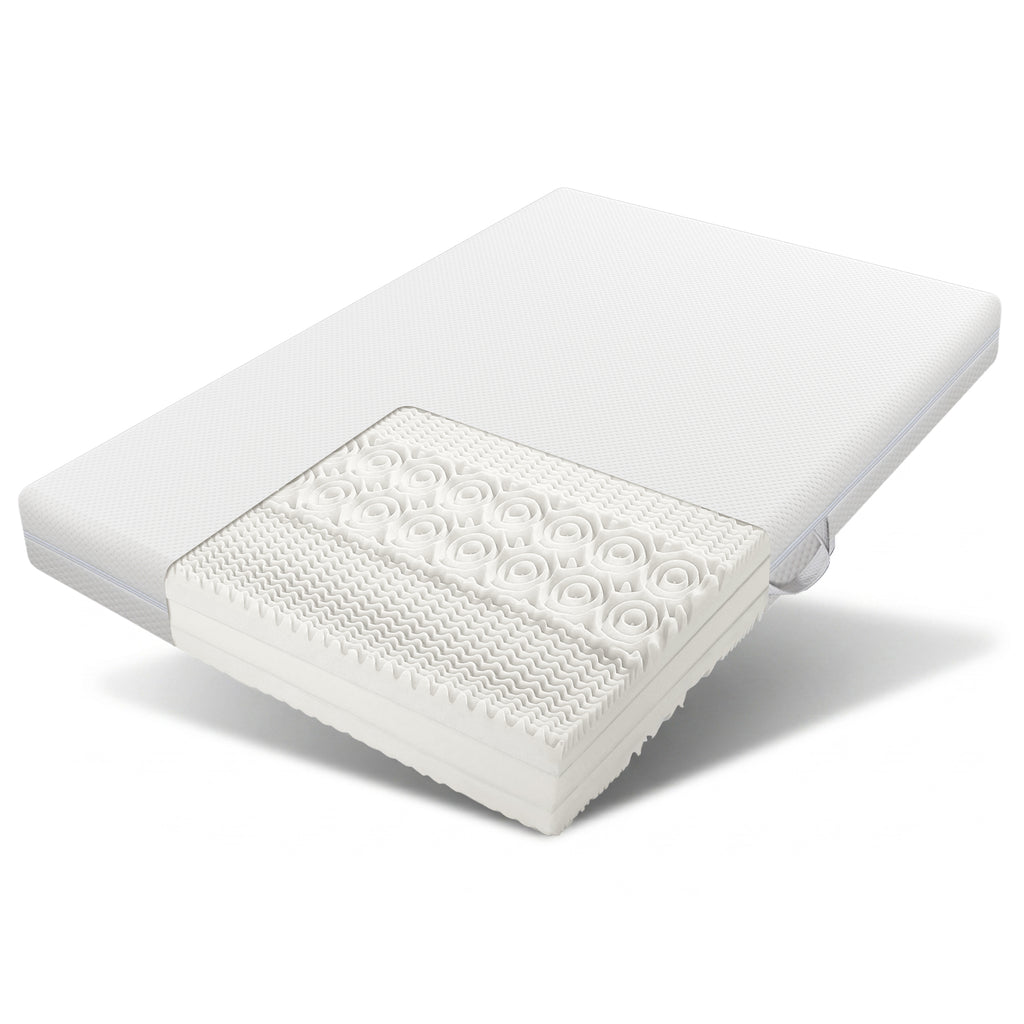 TH310159AAA Cold Foam Mattress, 160x200, 7 Zones Comfort Foam Mattress, 20 Cm High, H3, H2, Ergonomic Cold Foam Mattress With Handles & Cover Washable Climate Fiber Quilted With All-round Zipper