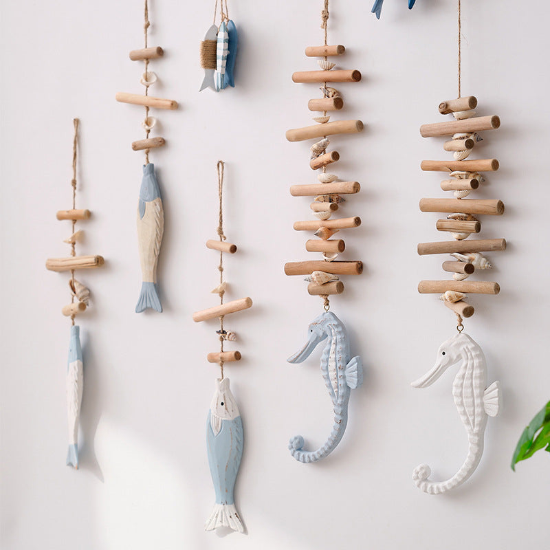 Antique Decorative Fish Kebabs Wooden Carved Pendant