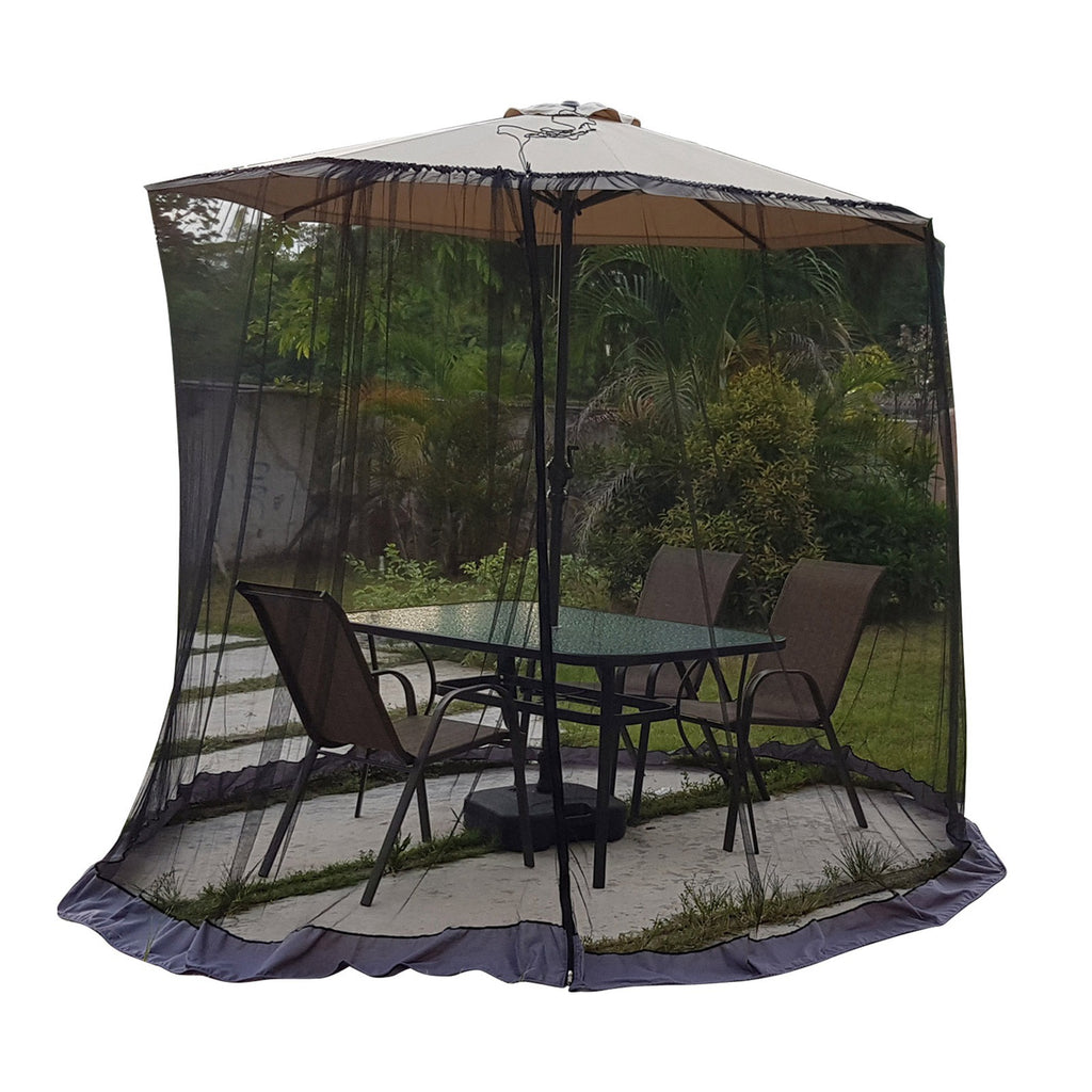 Patio Umbrella Netting 230CM Height Polyester Mesh Parasol Protective Screen Fit 250-300CM Umbrellas