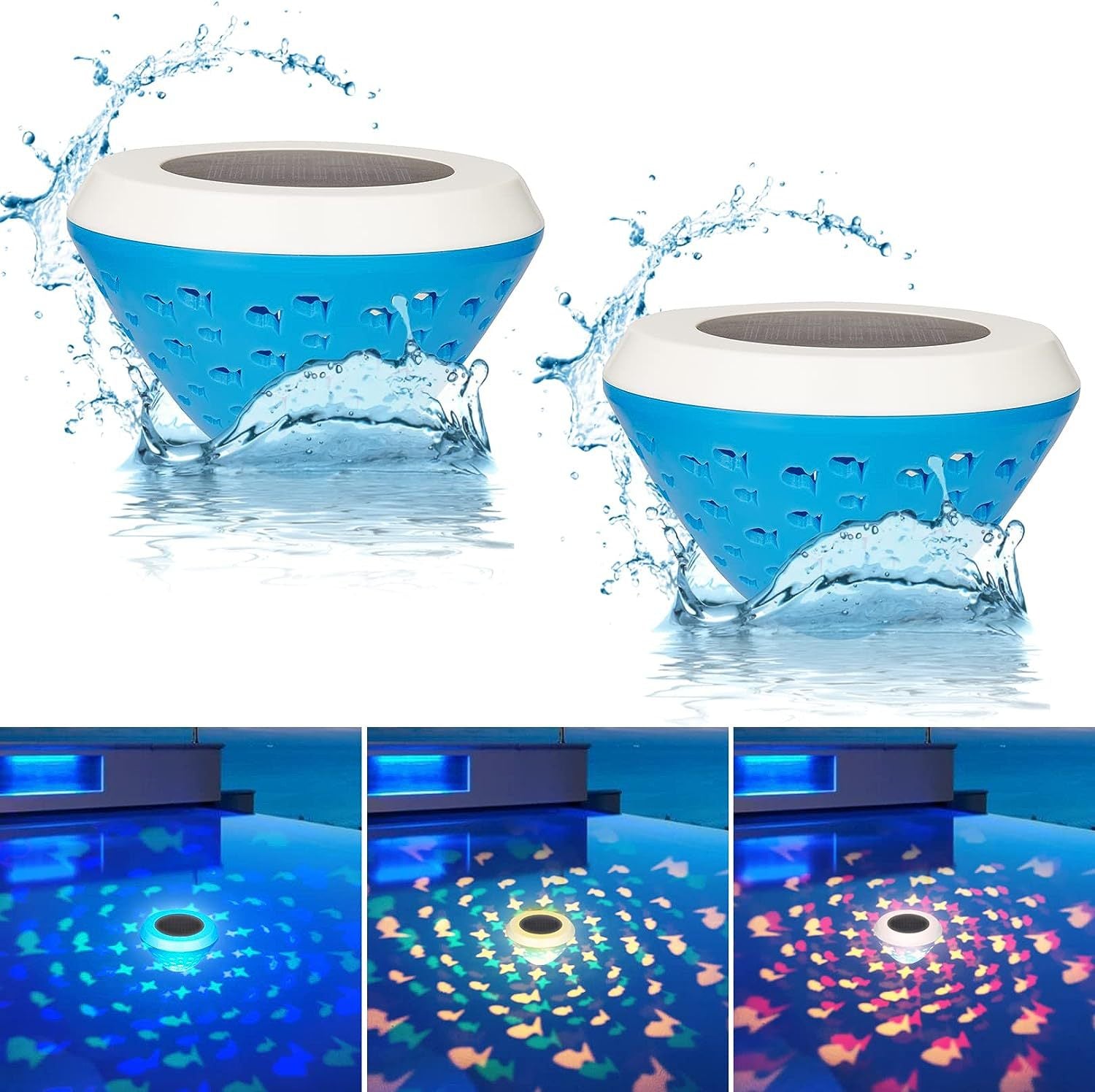 Solar-Powered Small Fish Floating Pool Light LED Color-Changing Waterproof Pond Lamp