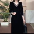 Womens Fashion Casual Dress With Three-Quarter Sleeves