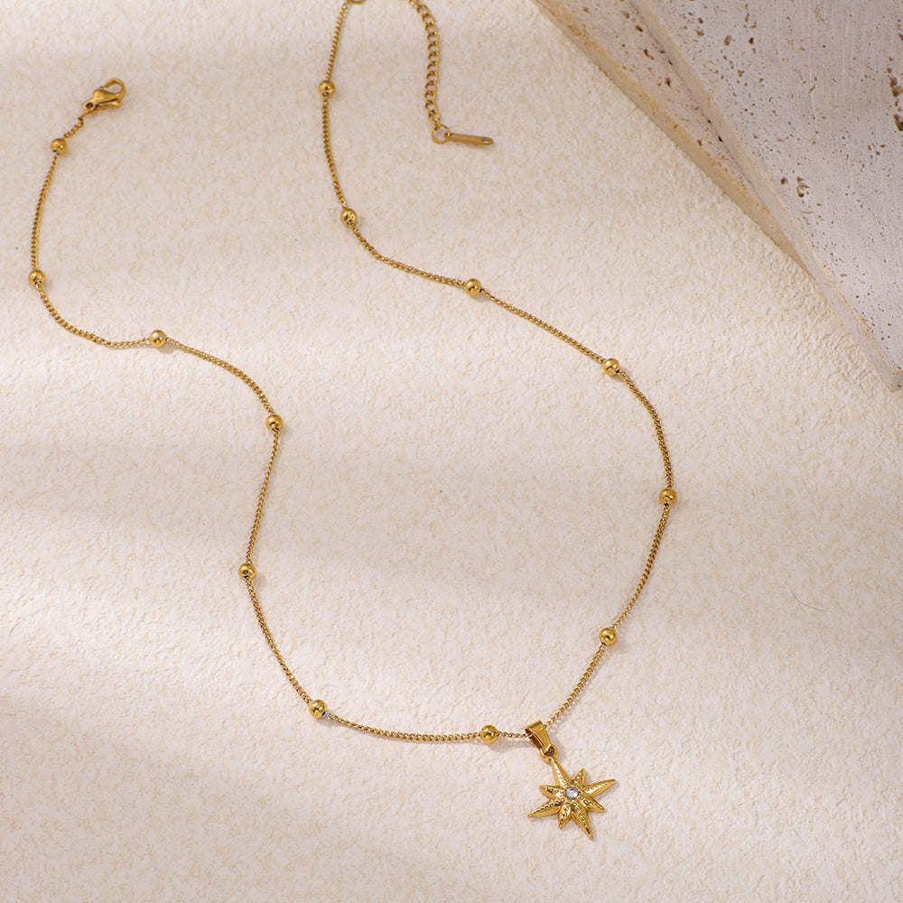 Stainless Steel Inlaid Rhinestone Pendant Necklace