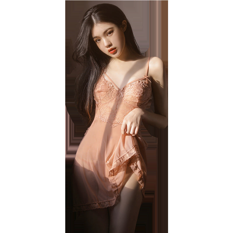 Women's Lace Mesh See-Through Hollow Nightdress
