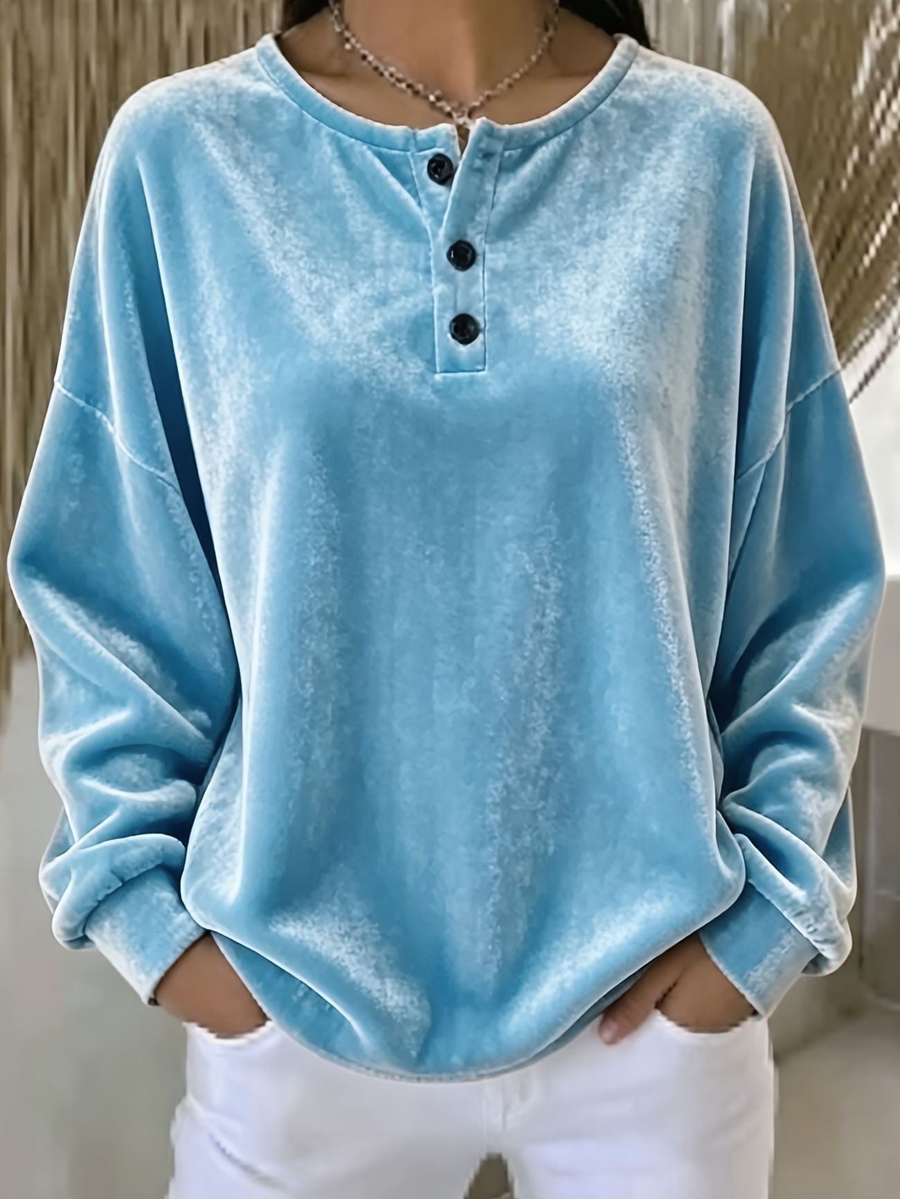 New Loose-fitting Velvet Button Casual Fashion Sweatshirt