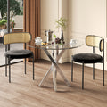 Dining Table Set Including Dining Table And 2 Chairs 80x80x75 Tabletop Made Of Tempered Glass, Modern Dining Table, Galvanized Table Legs, Coffee Table, Black Dining Chairs, Silver Table Legs