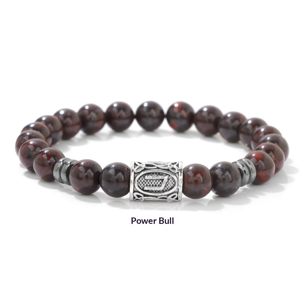 8mm Stone Beads Vintage Red Agate Stretch Bracelet