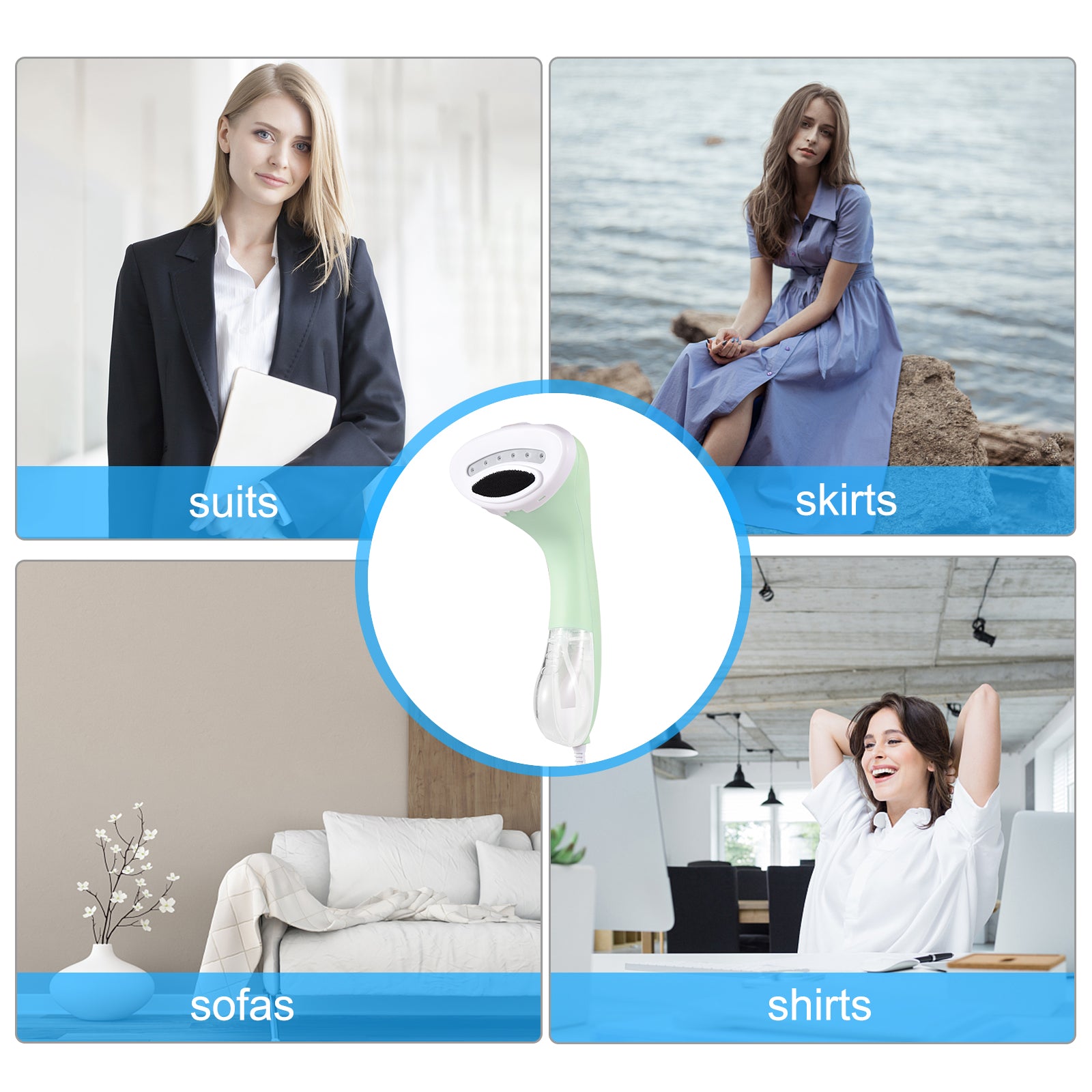 Steamer For Clothes 1100W Powerful 20s Fast Heat-up Handheld Garment Steamer 150ml Detachable Water Tank Portable Wrinkle Remover Steam Iron Works On All Fabrics For Travel Home