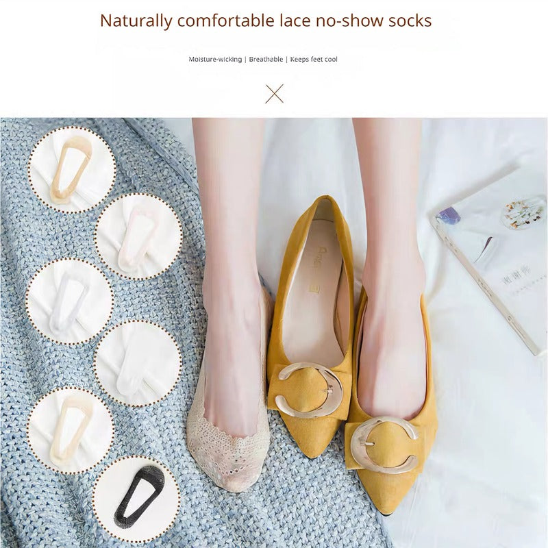 Lace Boat Socks  Two Pairs, Cleverly Blending Lace Lace And Boat Sock Design, Skin Friendly And Breathable, Versatile Yet Exquisite