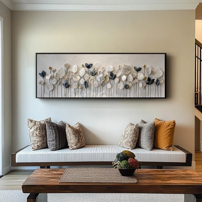 Minimalist Leaf Panoramic Art Canvas Painting