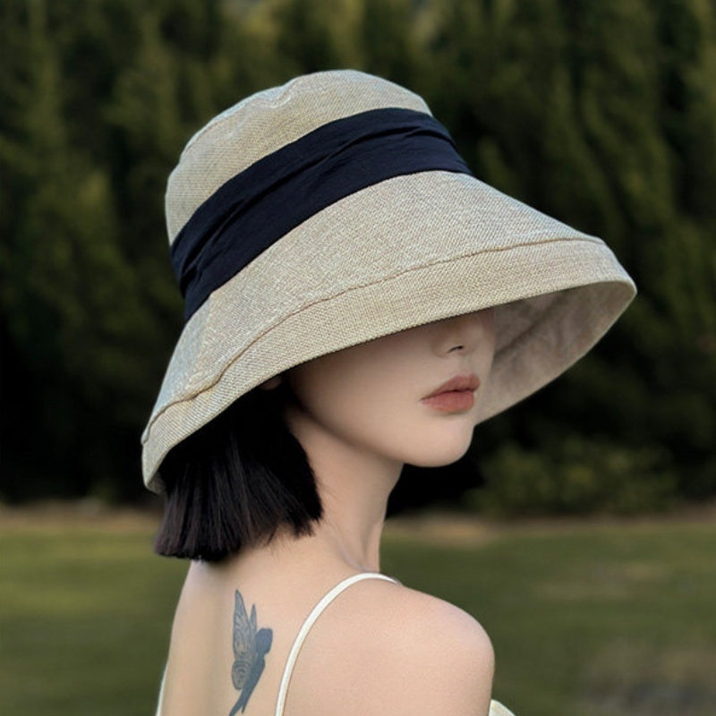 Japanese-style High-quality Large-brimmed Bucket Hat For Women Summer Season