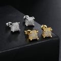 2026 Autumn European & American Bestselling Square Stud Earrings For Men, Micro Paved Full Zircon Hip Hop Street Trend Popular Ear Jewelry
