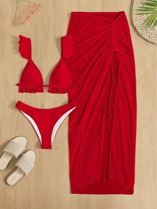New Printed Two-piece Swimsuit Bikini Three-piece Set