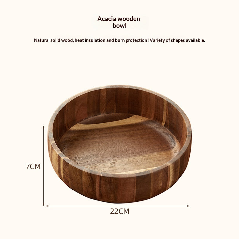 Hand-Painted Acacia Wood Salad Bowl For Home Use