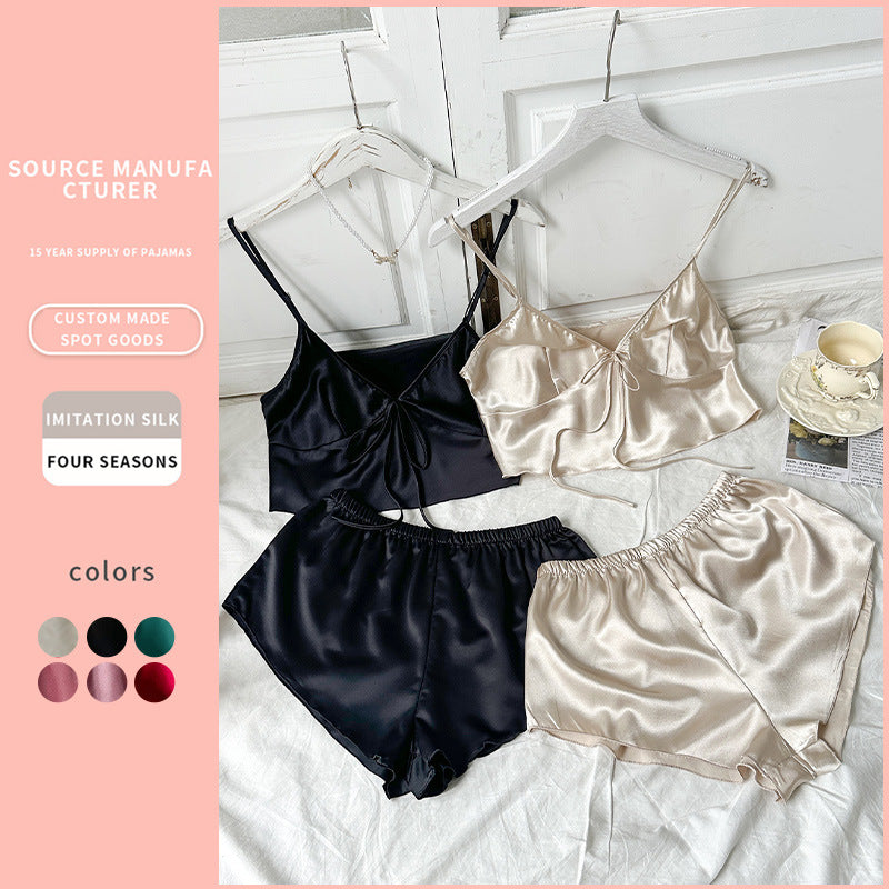 Fashionable And Sexy Backless Strap Dress And Shorts Twopiece Set