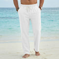 Mens Linen Casual Straight-Leg Trousers