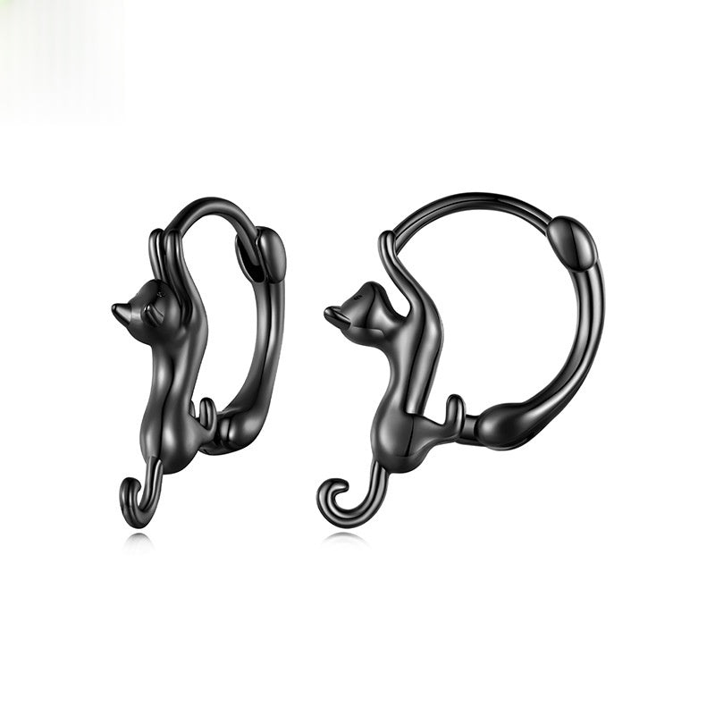 Languid Animal Small Cat Gold-Plated Earrings