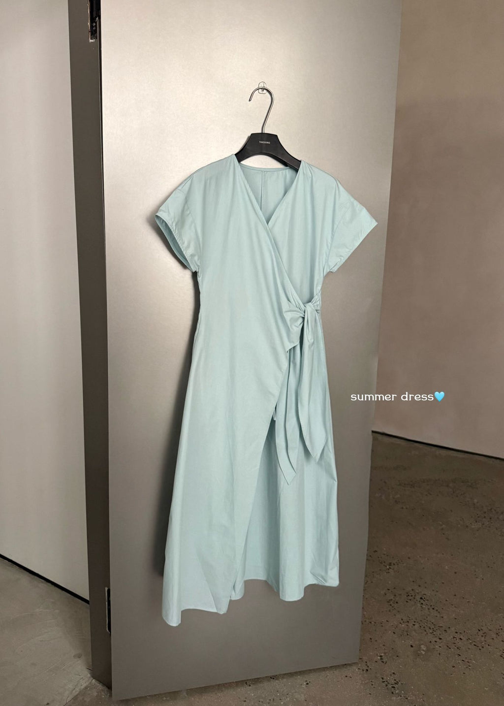 TG Minimalist Relaxed-Feel Wrap V-Neck Lace-Up Dress