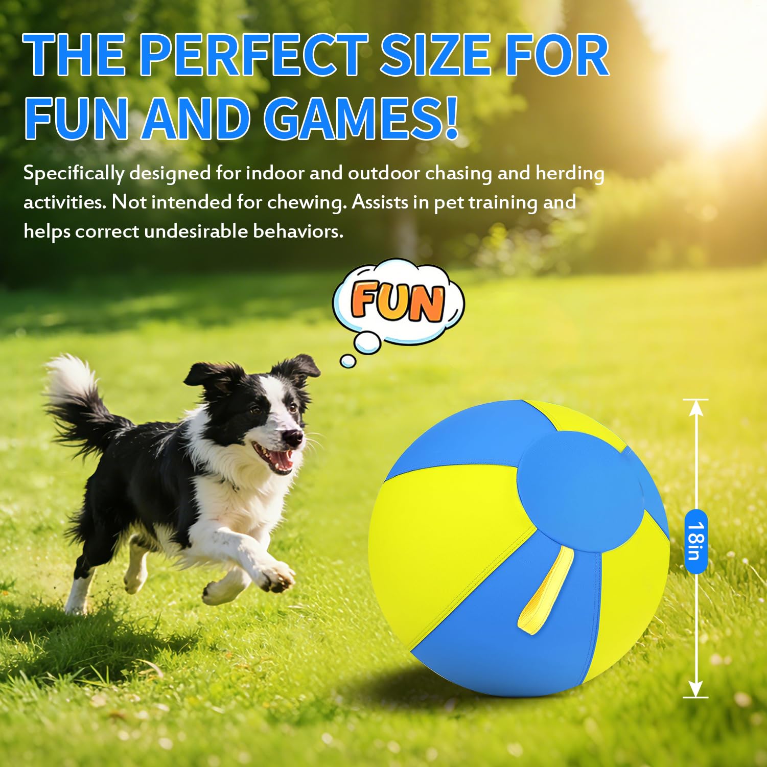 Herding Ball For Dogs, 25 Inch Large Dog Ball Toy With Handles, Anti Burst Interactive Toy For Large Breeds, German Shepherds, Rottweilers, Agility Training Exercise
