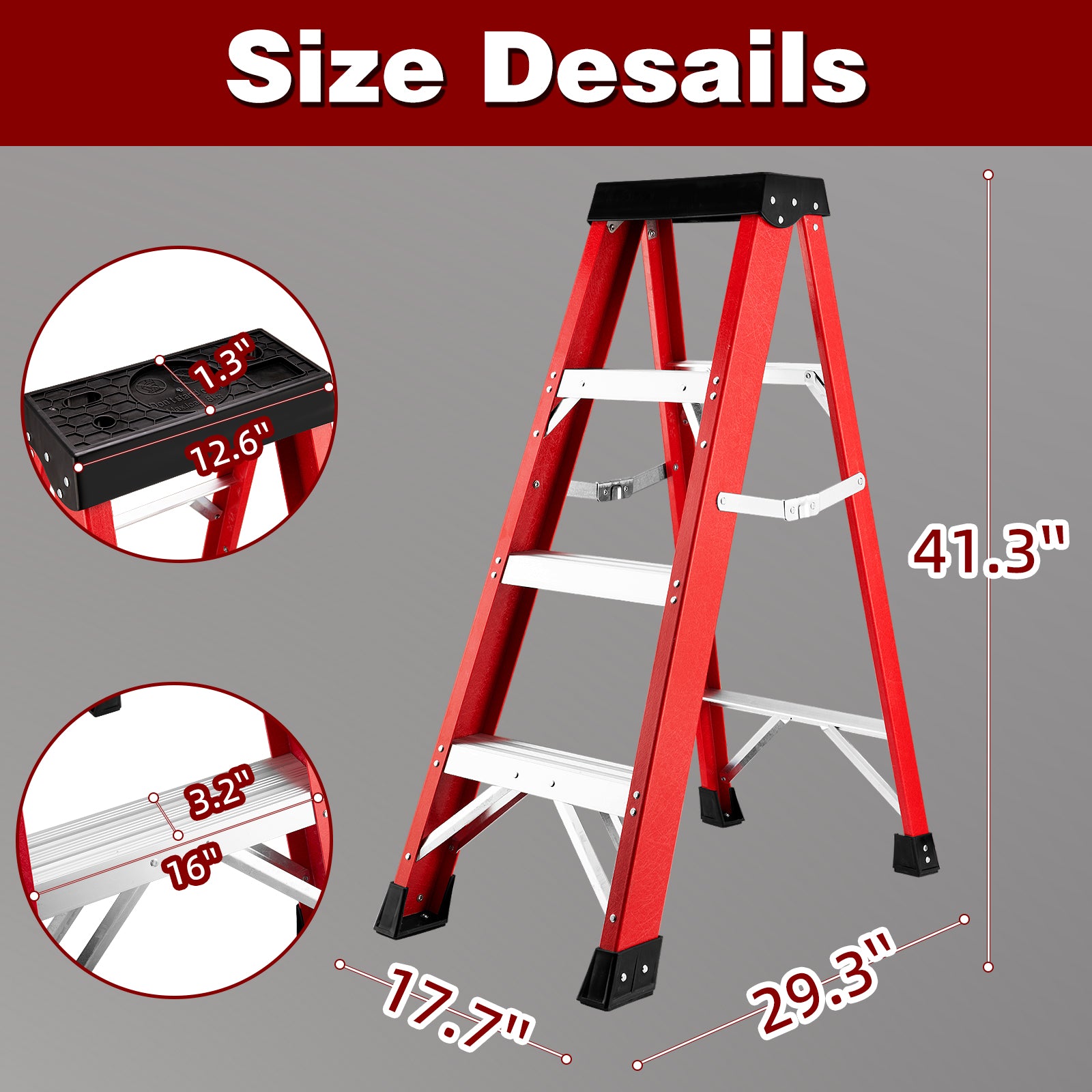 Fiberglass Insulating Ladder, Folding Step Ladder For Safe Electrical Work