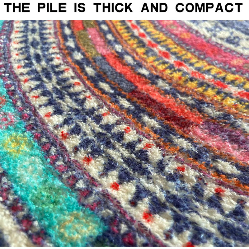 Bohemian Vintage Semi Circular Carpet, Half Round Door Mat,Semi Circle Bathroom Floor Rug,Mandala Boho Bohemian Non-Slip Welcome Entrance Way Absorbent Bath Mat