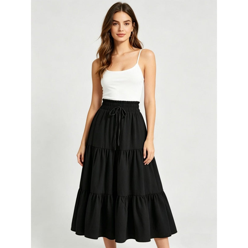 High-waisted A-line Skirt Bohemian-style Printed Flared Skirt
