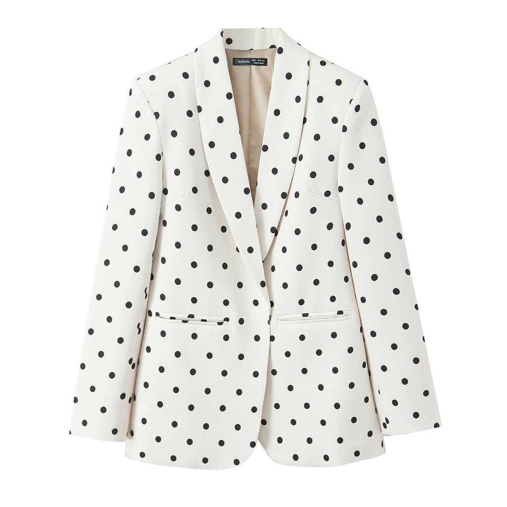 European And American-style Chic Minimalist Polka-dot Blazer With No Buttons