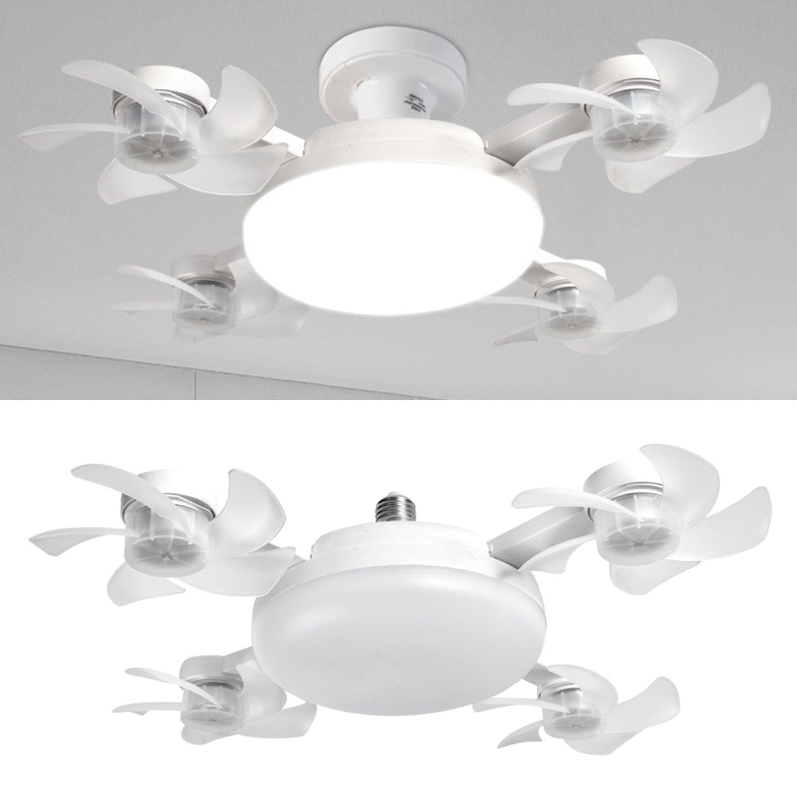 Ceiling Fan With Light And Remote E26 E27 3 Speeds 3 Colors 2 Timers Quiet Foldable Modern LED Fan Light For Living Room Bedroom 4 Heads