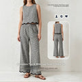 Womens Casual Loose-fit Sleeveless Wide-leg Pants Two-piece Set