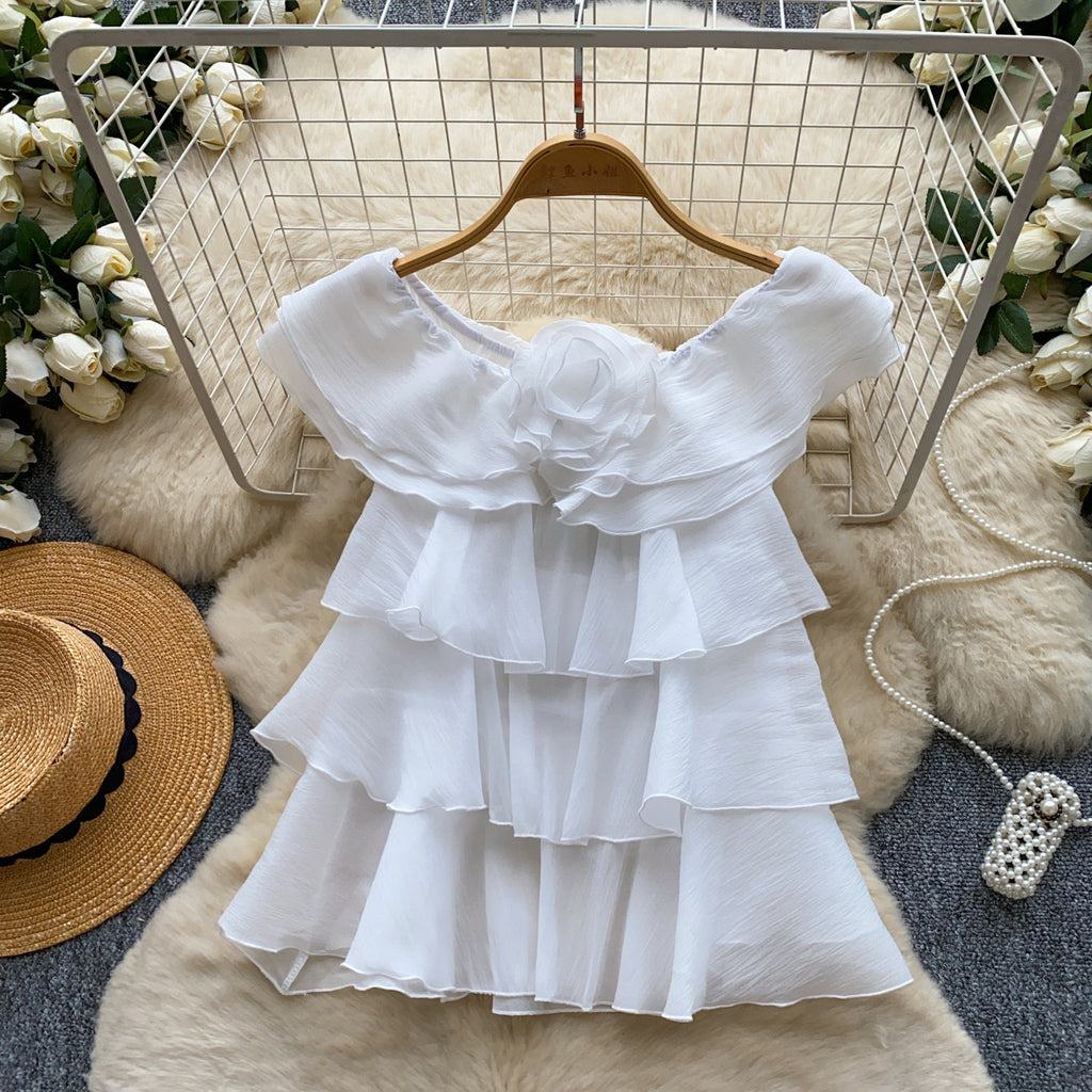 Womens Solid-color Chiffon Blouse With Ruffled Hem