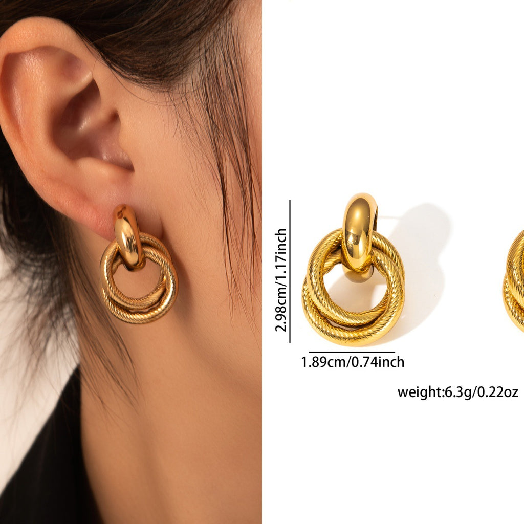 Tarnish Resistant Gold Stainless Steel Earrings Niche High Luxury Ladies Ear Jewelry