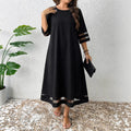 A-line Dress With Mesh-sleeve Paneling