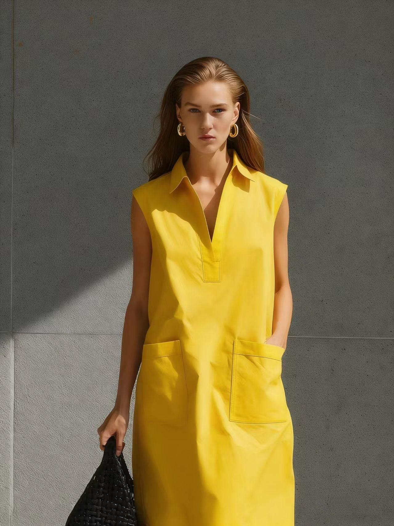Elegant Woven V-Neck Casual Dress For Women