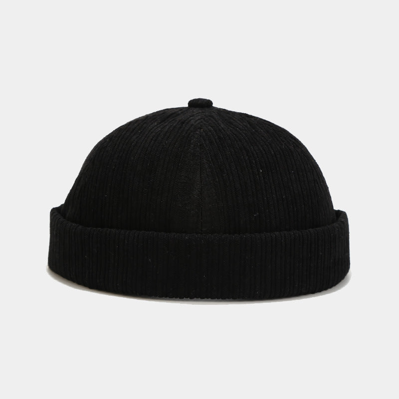 Solid-color Fine Corduroy Adjustable Beanie With No Brim, Featuring A Simple Hip-hop Style, Suitable For Landlords, Daily Outings, Streetwear, And Sun Protection.
