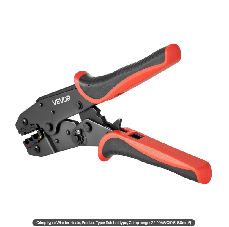 VEVOR Crimping Tool, 22-10 AWG Ratcheting Wire Crimper Tool, Labor-Saving Electrical Terminal Crimp Pliers With Clear Metric & AWG Markings, Quick Release, Adjustable Force For Multiple Terminals