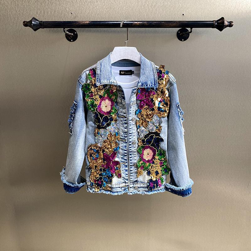 Heavy Duty Diamond Studded Denim Jacket Fashion